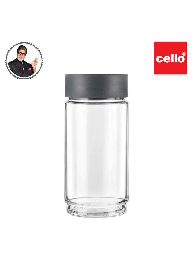 Cello - CELLO Modustack Glassy Storage Jar | Glass Jar with Lid | Air Tight Steel Lid and Stackable | For Storage of Food, Pulses, Spice, Cereals, Cookies, Dry Food | 1000ml, Grey - Image 1
