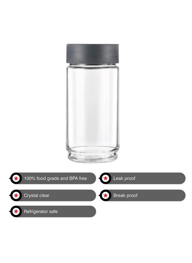 Cello - CELLO Modustack Glassy Storage Jar | Glass Jar with Lid | Air Tight Steel Lid and Stackable | For Storage of Food, Pulses, Spice, Cereals, Cookies, Dry Food | 1000ml, Grey - Image 1