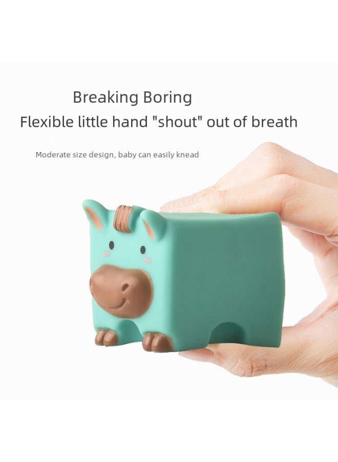 Baby Cartoon Hand Catch Ball Can Bite 0-1 Year Old Baby Bath Toy Early Education Digital Block Vinyl Animal-Color:Bags-Animals + Numbers -12 - Image 5