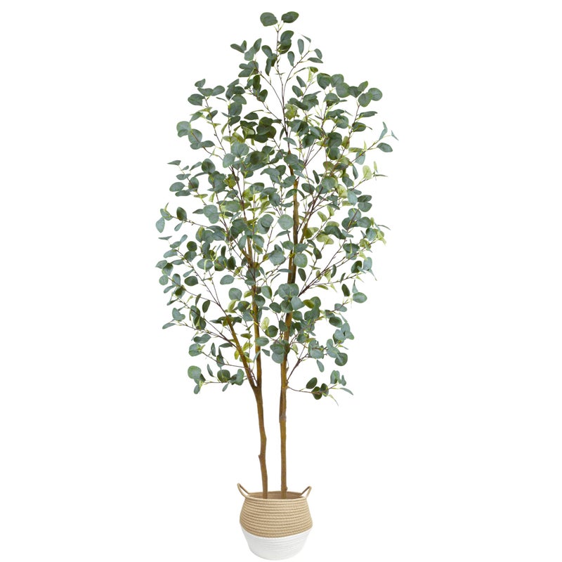 Warmplants Artificial Eucalyptus Tree, 7ft Tall Silk Leaves Fake Plant with Basket for Outdoor Indoor, 83'' Faux Eucalyptus Trees for Home Office Livingroom Floor DÃ©cor - Image 1