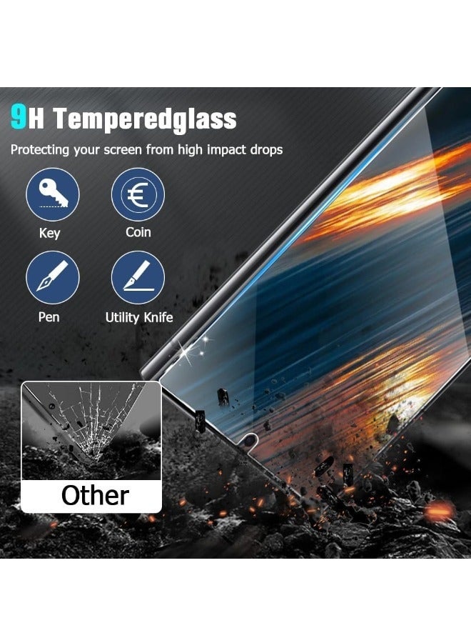 【2+2 Pack】2 PCS Samsung Galaxy S24 Ultra Screen Protector + 2PCS Camera Lens Screen Protector Set, 9H Hardness, Support Fingerprint, Ultra Thin HD Glass Film (Boxed, Included Installation Tools) - Image 4