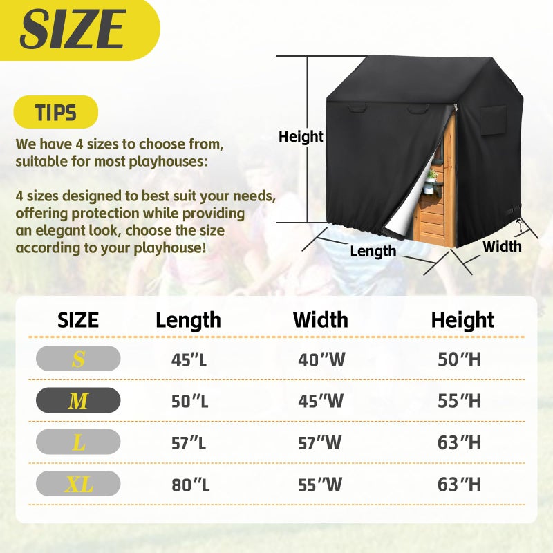 Iceberg Elf Playhouse Cover Outdoor Plastic Wooden Playhouse Covers 50 L X 45 W X 55 H Waterproof Easy To Put On With Side Zipper 640d Heavy Duty Oxford Fabric Black - Image 3