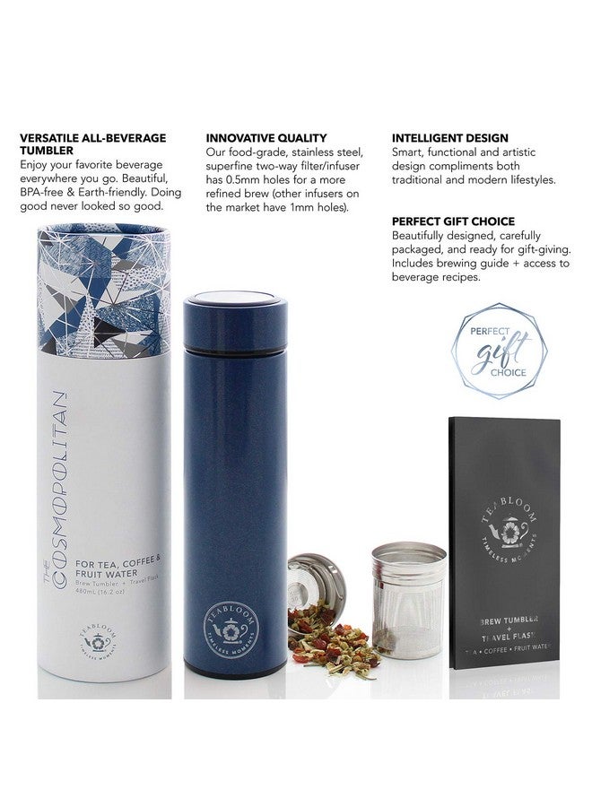 Teabloom تيبلوم - الكوب والسخان الأصلي للسفر | المفضل لدى أوبرا | زجاجة ماء معزولة سعة 16 أونصة/480 مل/فلاسك شاي/كوب قهوة بارد - Image 4