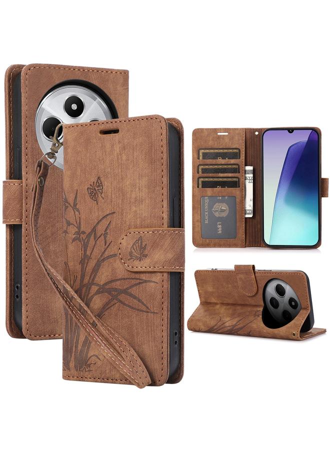 S-TOP Case For Redmi 14C 4G / Poco C75 Orchid Butterfly Embossed Leather Phone Case - Image 1