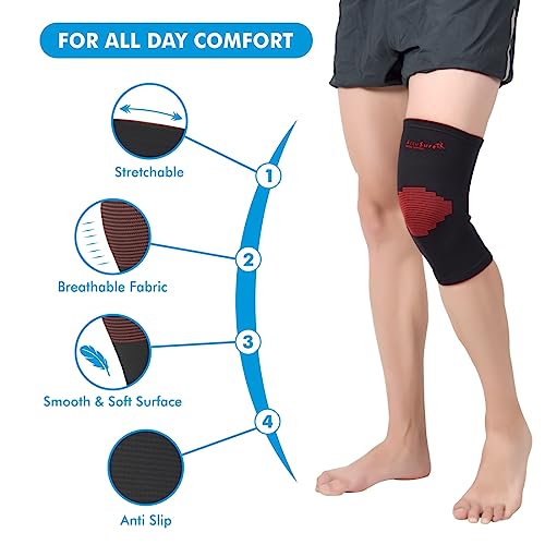 AccuSure ?Bamboo Knee Brace Compression Sleeve- Best Support For Arthritis,Acl,Gym,Running,Basketball,Meniscus Tear,Sports,Joint Pain Relief,Injury Recovery For Men,Women| Single - Image 3