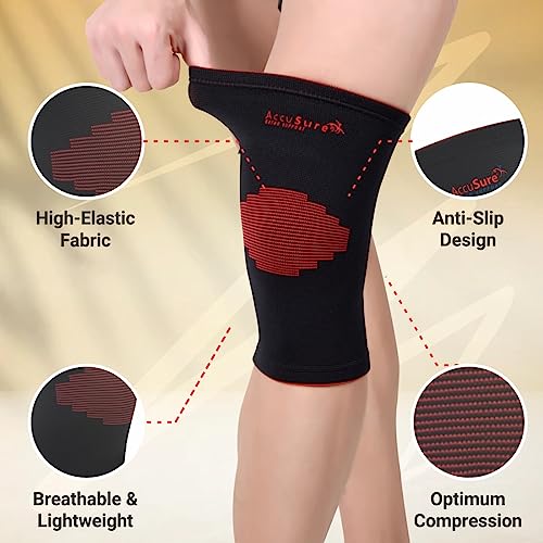 AccuSure ?Bamboo Knee Brace Compression Sleeve- Best Support For Arthritis,Acl,Gym,Running,Basketball,Meniscus Tear,Sports,Joint Pain Relief,Injury Recovery For Men,Women| Single - Image 4