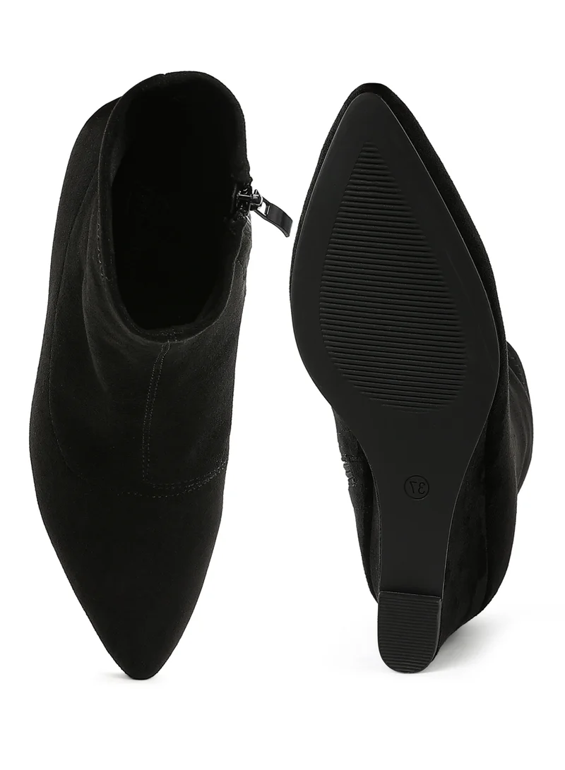 London Rag Microfiber Wedge Sock Boots in Black