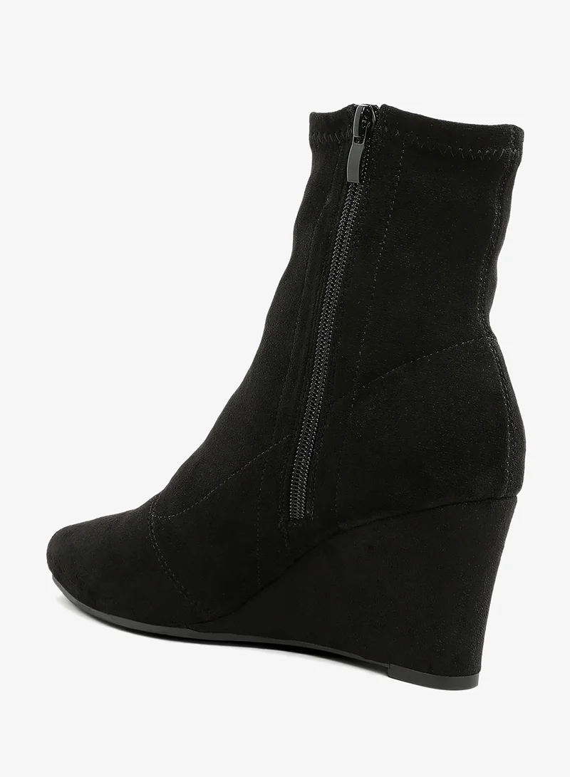 London Rag  Microfiber Wedge Sock Boots in Black for Women | Best Price UAE