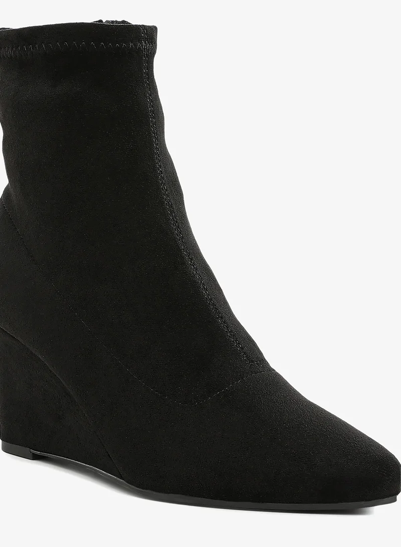 London Rag  Microfiber Wedge Sock Boots in Black for Women | Best Price UAE