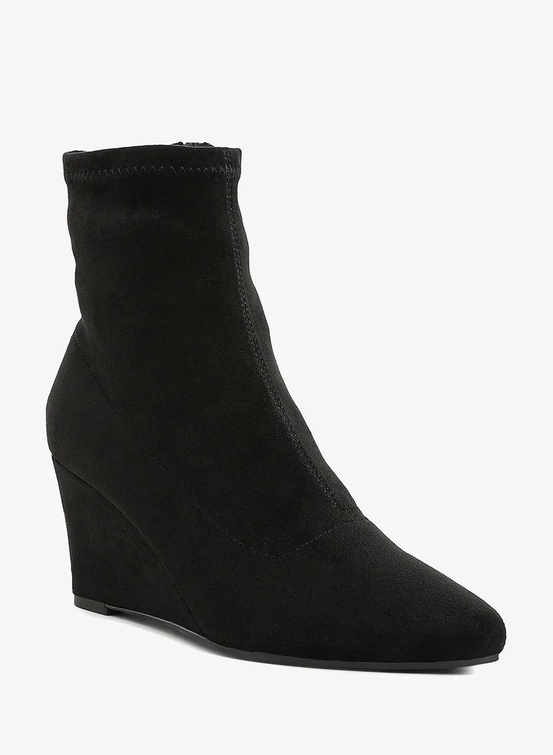 London Rag Microfiber Wedge Sock Boots in Black