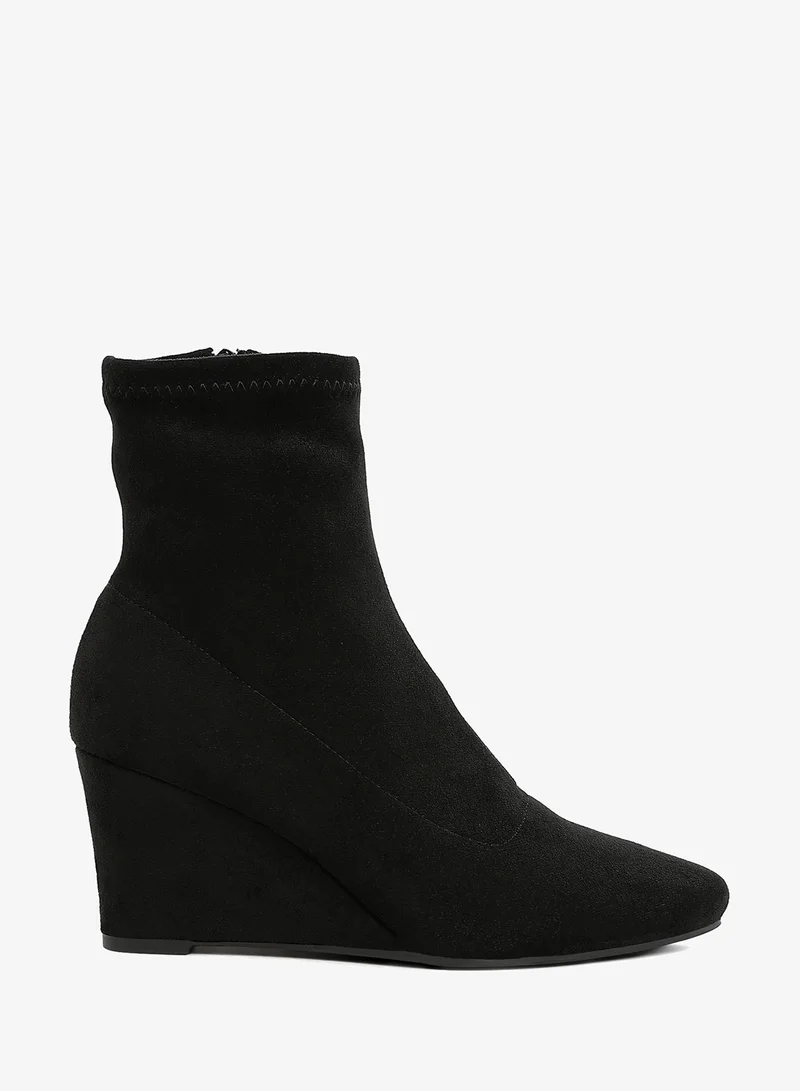London Rag Microfiber Wedge Sock Boots in Black