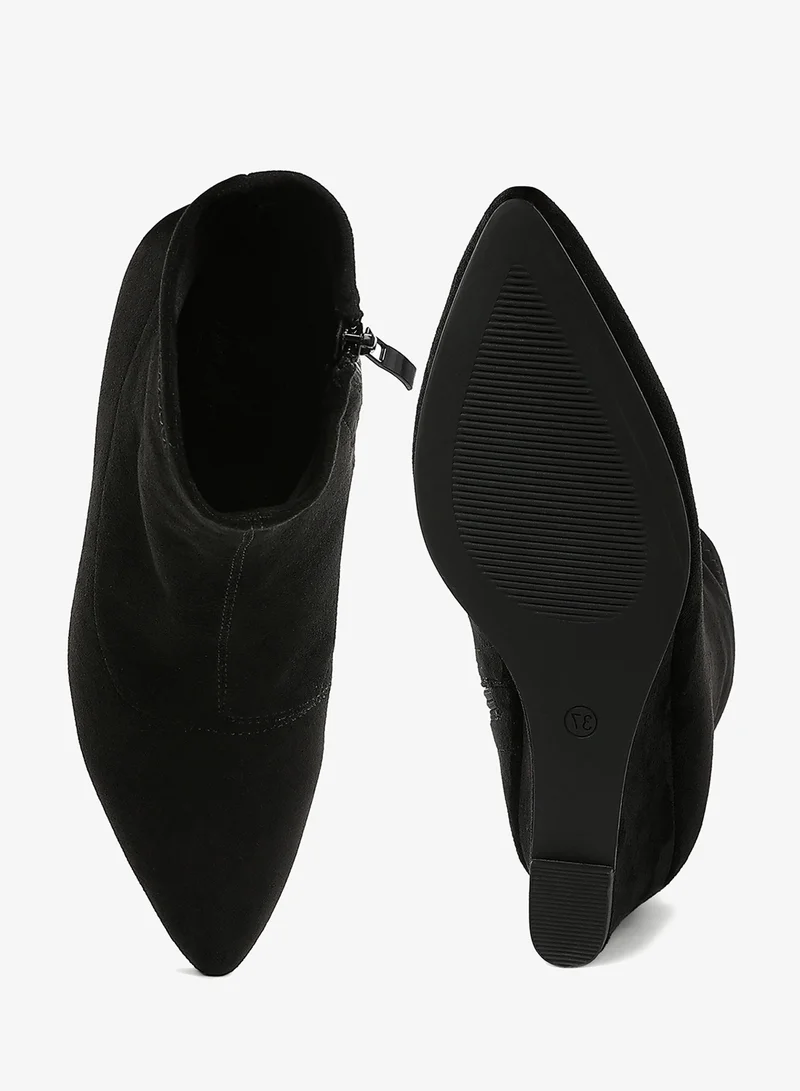 London Rag  Microfiber Wedge Sock Boots in Black for Women | Best Price UAE