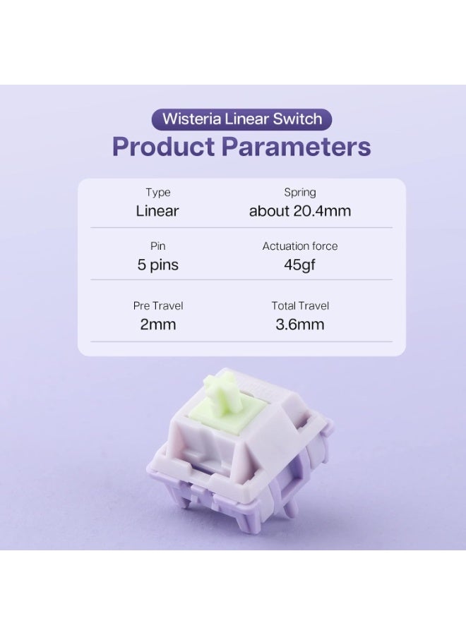 ابوماكر مجموعة مفاتيح لوحة مفاتيح ميكانيكية خطية من إيبوماكر ويستيريا 39 غ، 5 دبابيس، مشحمة مسبقًا من المصنع، 30 قطعة، مع ساق من مادة ، زنبرك 20.4 مم، متوافقة مع أغطية مفاتيح MX للوحات مفاتيح الألعاب التي يمكنك تجميعها بنفسك - Image 4