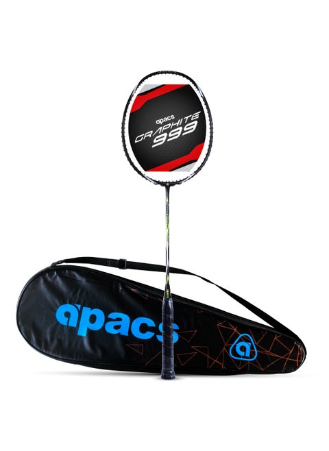 Graphite 999 Unstrung Badminton Racket – Ultra-Durable Japanese Graphite Frame, Lightweight, 30 LBS Max Tension, High-Speed Performance, Comfortable 4-inch Grip, Full Cover
