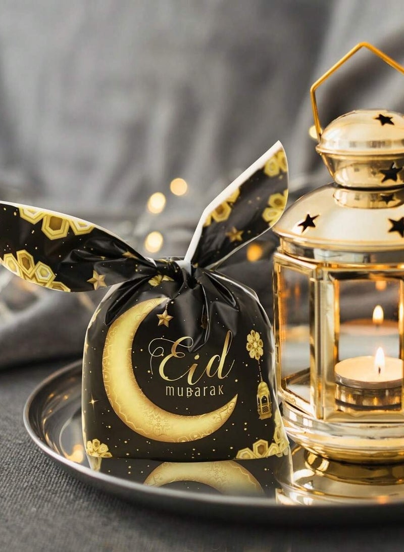 أكياس توزيعات هدايا العيد بعبارة  عيد مبارك بتصميم هلال ونجوم، 25 قطعة لتغليف الحلويات والهدايا. - Image 4