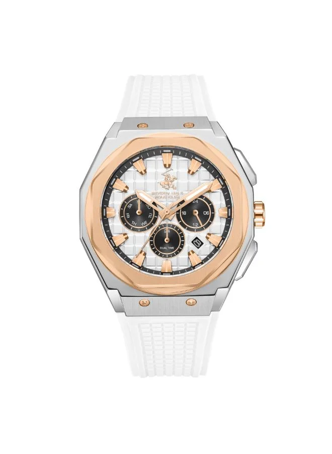 BEVERLY HILLS POLO CLUB BEVERLY HILLS POLO CLUB BP3718X.533 Men's Multi Function Display Watch & Silicone Strap White