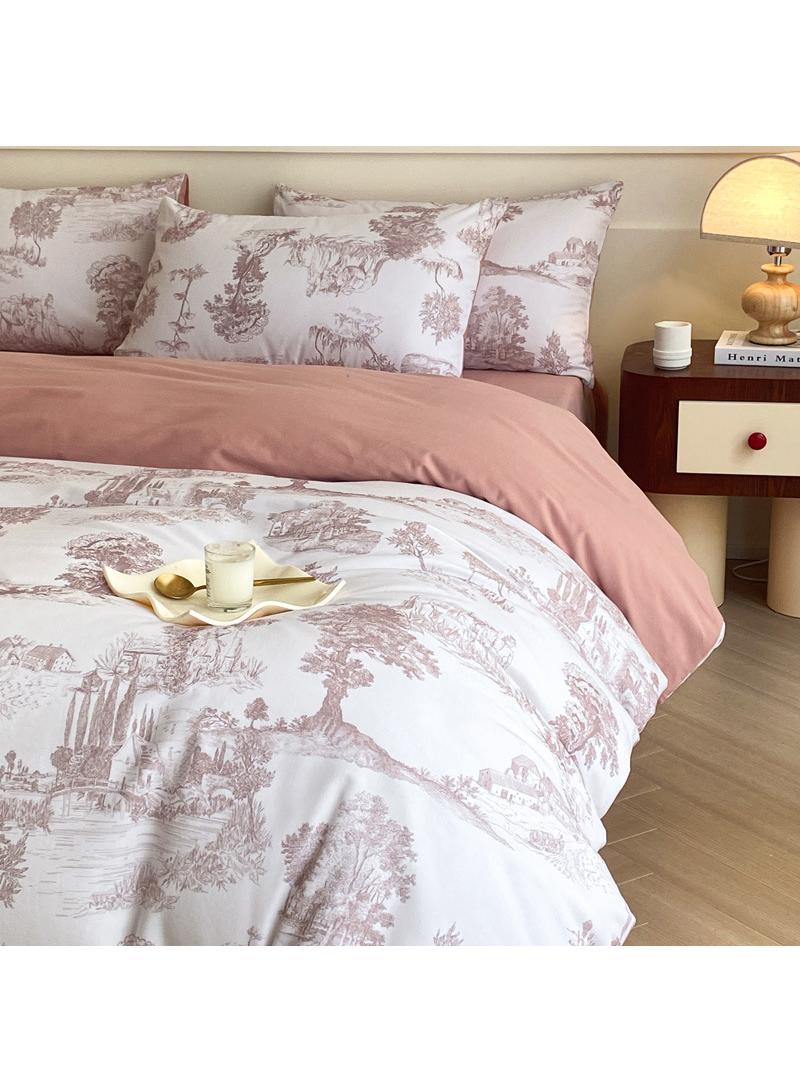 4 Pieces Cotton Comforter Sets Fits 1.5M /1.8M Double Size Bed Housewarming gift Birthday Gift - Image 1