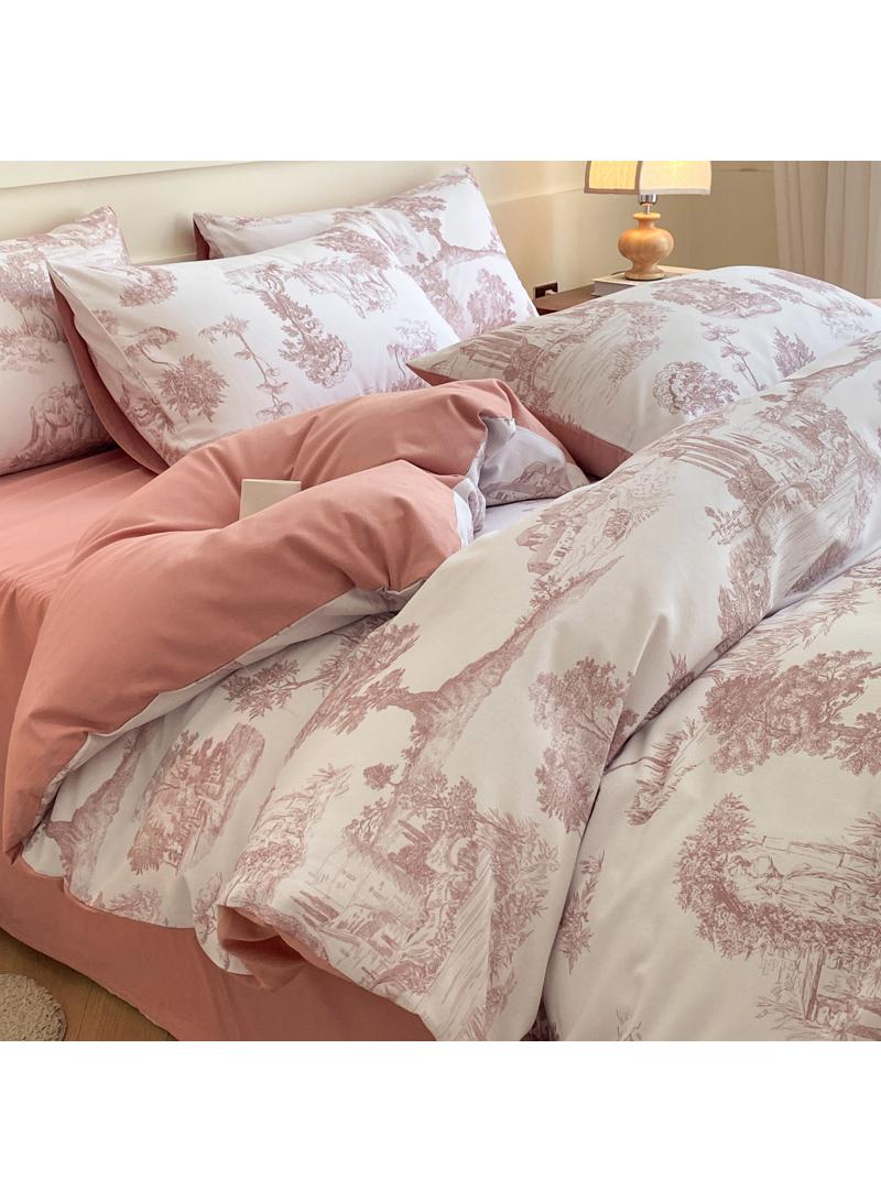 4 Pieces Cotton Comforter Sets Fits 1.5M /1.8M Double Size Bed Housewarming gift Birthday Gift - Image 3