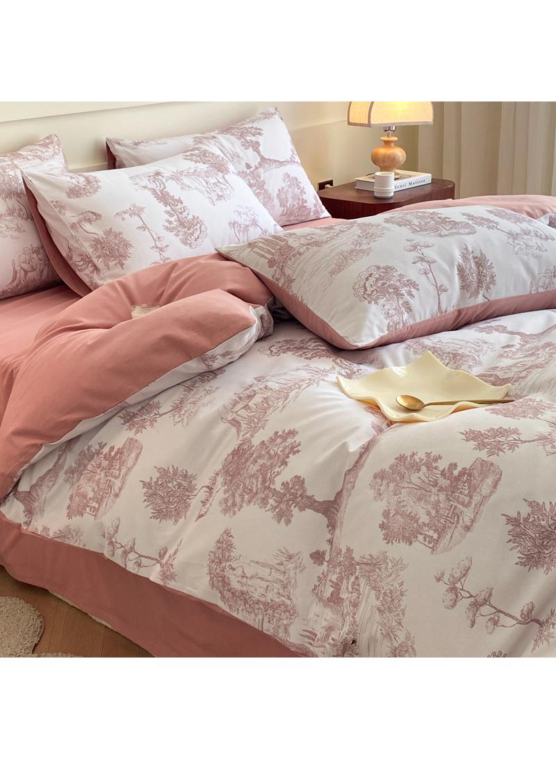 4 Pieces Cotton Comforter Sets Fits 1.5M /1.8M Double Size Bed Housewarming gift Birthday Gift - Image 2