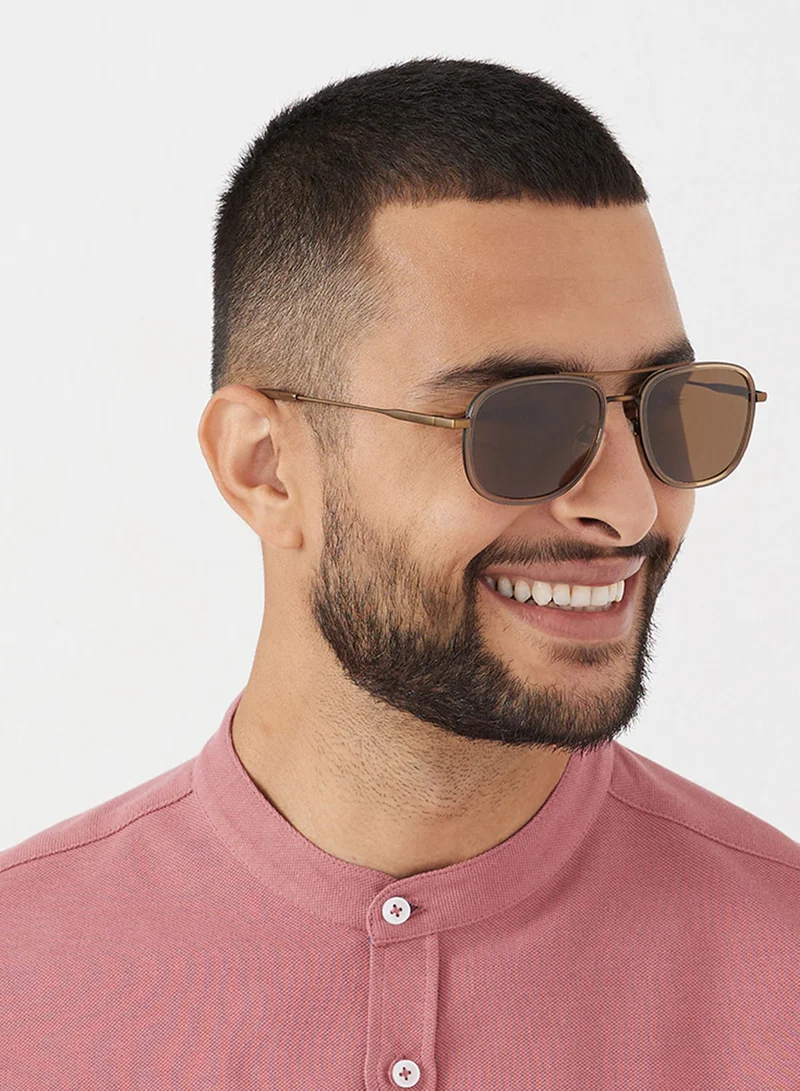 30Sundays Nostalgia,Men Sunglasses, Rectangle Sunglasses, UV Protection: UV400 (Brown,Brown)