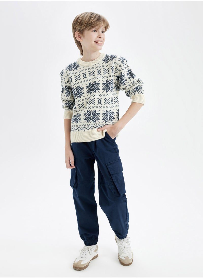 DeFacto Cargo Pocket Elasticated Waist Drawstring Cuffed Navy Jogger Gabardine Pants  - Image 3