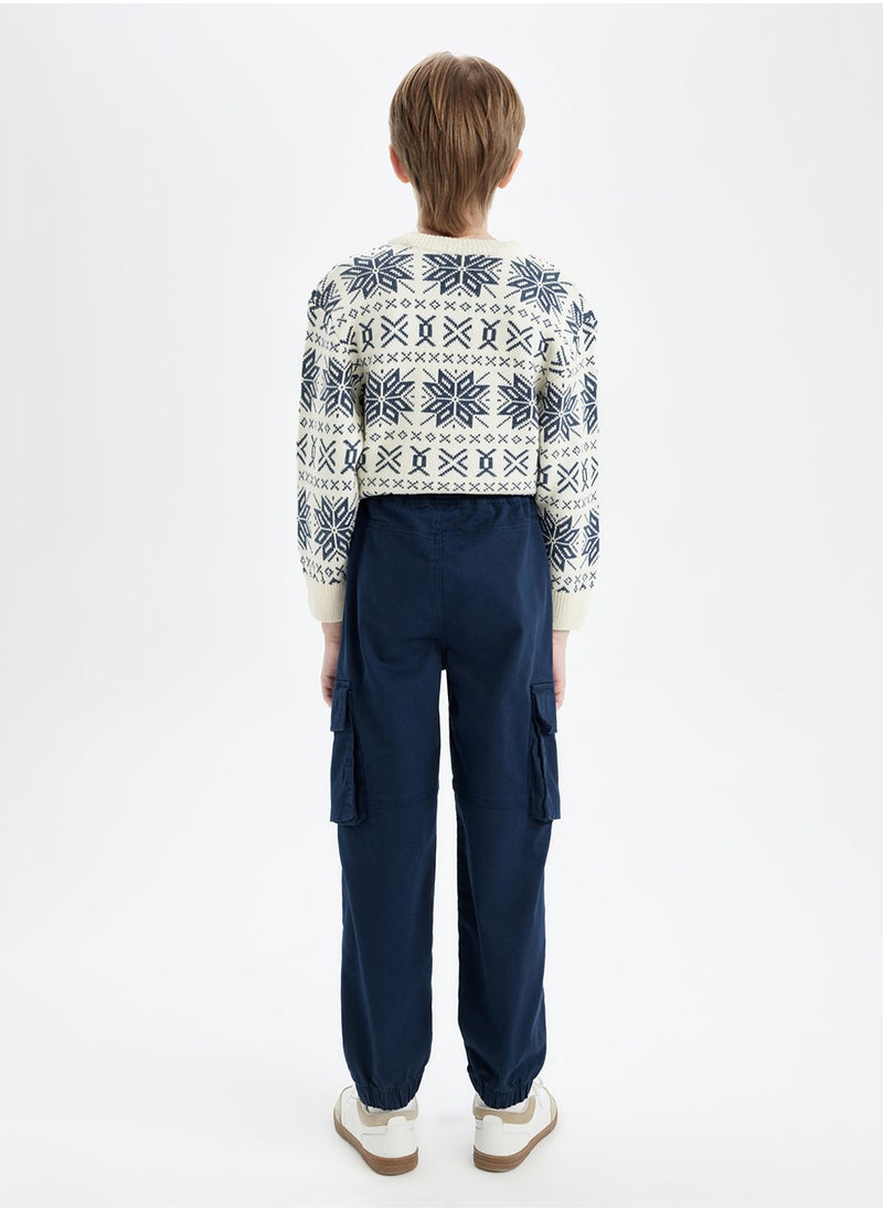 DeFacto Cargo Pocket Elasticated Waist Drawstring Cuffed Navy Jogger Gabardine Pants  - Image 2