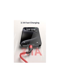 JSAUX [2-Pack] JSAUX USB C Cable 2M, USB Type C Cable 3.1A Fast Charging, USB A to USB C Charge Cord Compatible with iPhone 15 Pro/15 Pro Max/15 Plus/15, Samsung Galaxy S20 S10 S9, Note 20 10, LG G8 G7-Red  - Image 3
