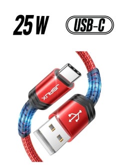 JSAUX [2-Pack] JSAUX USB C Cable 2M, USB Type C Cable 3.1A Fast Charging, USB A to USB C Charge Cord Compatible with iPhone 15 Pro/15 Pro Max/15 Plus/15, Samsung Galaxy S20 S10 S9, Note 20 10, LG G8 G7-Red  - Image 1