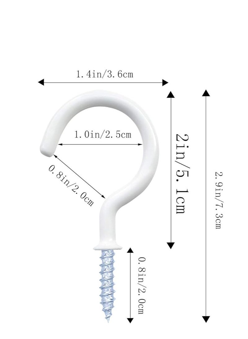 Yakumuz 12 Pack Vinyl Coated Ceiling Hooks, Yakumuz Screw-in Mug Hooks,Multi-Function Wall Hooks Kitchen Hooks Cup Hooks for Indoors Outdoors (White, 2 Inch)  - Image 3