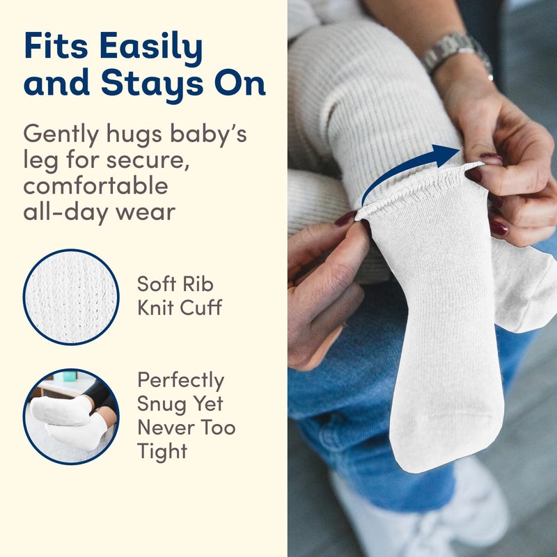 Fruit of the Loom Baby 14-Pack Grow & Fit Flex Zones Cotton Stretch Socks - Unisex, Girls, Boys (0-6 Months, Blue) - Image 5