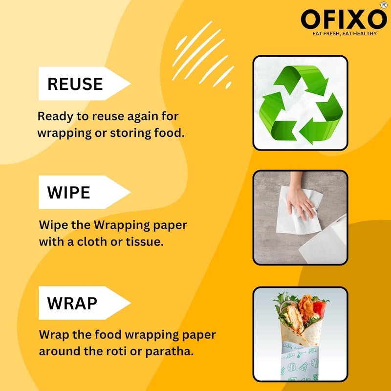OFIXO 50 Meters (500 Gram) Food Wrapping Roll - Premium Non-Stick Butter Wrapping. Food Wrapping, Re-heatable, Oven Safe Parchment - Image 3