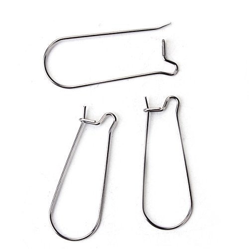 JGFinds Stainless Steel Ear Wire Hooks, 48 Pack Earring Findings, Secure Lock Kidney Wires - Teardrop Dangle 1 1/4 Inch - Image 3