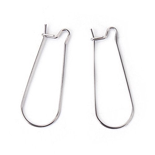 JGFinds Stainless Steel Ear Wire Hooks, 48 Pack Earring Findings, Secure Lock Kidney Wires - Teardrop Dangle 1 1/4 Inch - Image 1
