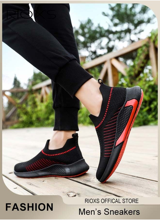 RIOXS - Men's Athletic Shoes, Fashion Casual Hiking Shoes, Lightweight Outdoor Running Shoes, Breathable Comfy Sneakers, Anti-slip Slip-on Walking Shoes, High Elastic Mens Trainers, Mens Athlesiure Trainers - Image 1
