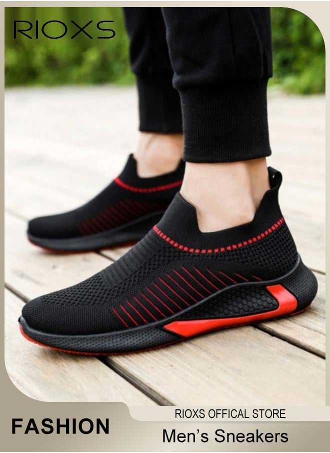 RIOXS - Men's Athletic Shoes, Fashion Casual Hiking Shoes, Lightweight Outdoor Running Shoes, Breathable Comfy Sneakers, Anti-slip Slip-on Walking Shoes, High Elastic Mens Trainers, Mens Athlesiure Trainers - Image 1