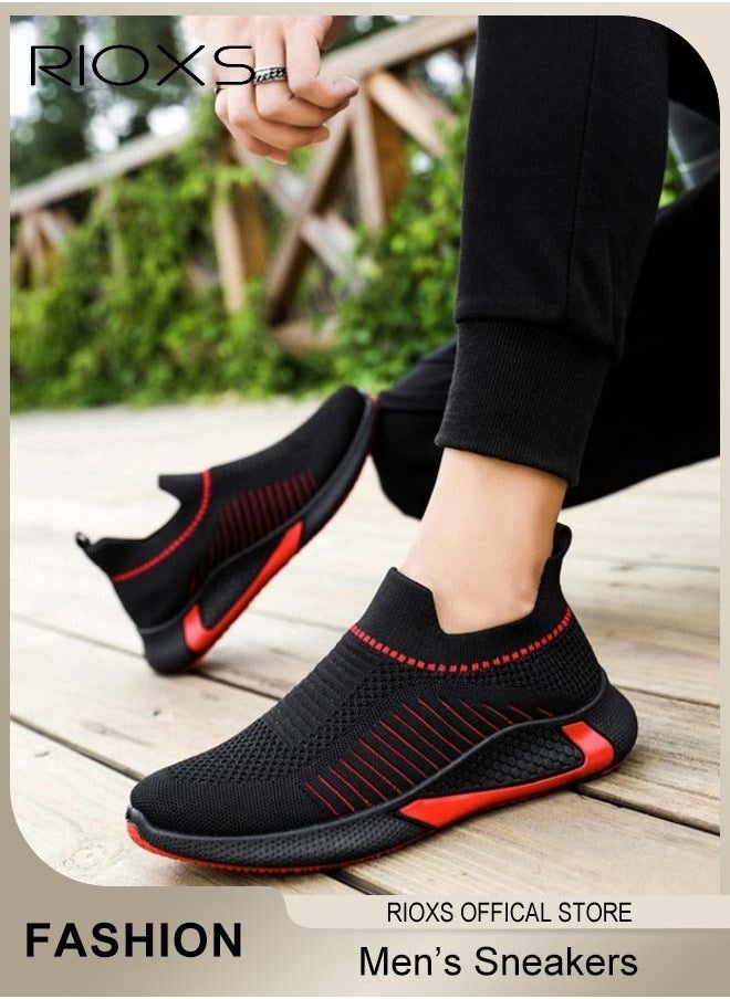 RIOXS - Men's Athletic Shoes, Fashion Casual Hiking Shoes, Lightweight Outdoor Running Shoes, Breathable Comfy Sneakers, Anti-slip Slip-on Walking Shoes, High Elastic Mens Trainers, Mens Athlesiure Trainers - Image 1