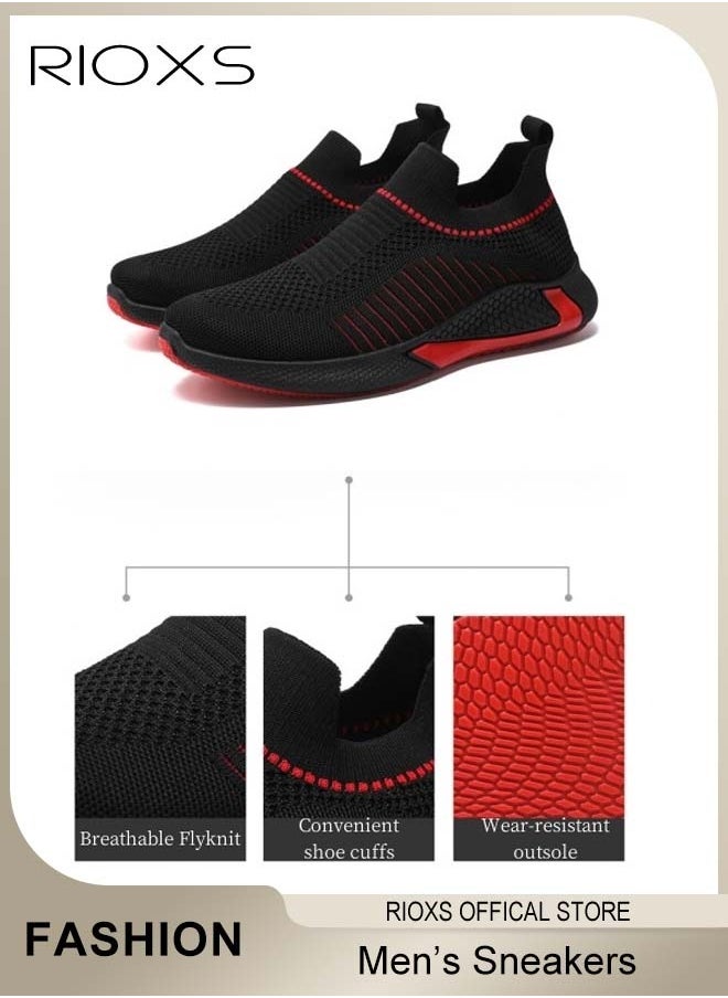 RIOXS - Men's Athletic Shoes, Fashion Casual Hiking Shoes, Lightweight Outdoor Running Shoes, Breathable Comfy Sneakers, Anti-slip Slip-on Walking Shoes, High Elastic Mens Trainers, Mens Athlesiure Trainers - Image 1