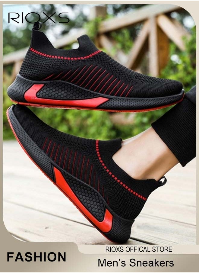 RIOXS - Men's Athletic Shoes, Fashion Casual Hiking Shoes, Lightweight Outdoor Running Shoes, Breathable Comfy Sneakers, Anti-slip Slip-on Walking Shoes, High Elastic Mens Trainers, Mens Athlesiure Trainers - Image 1