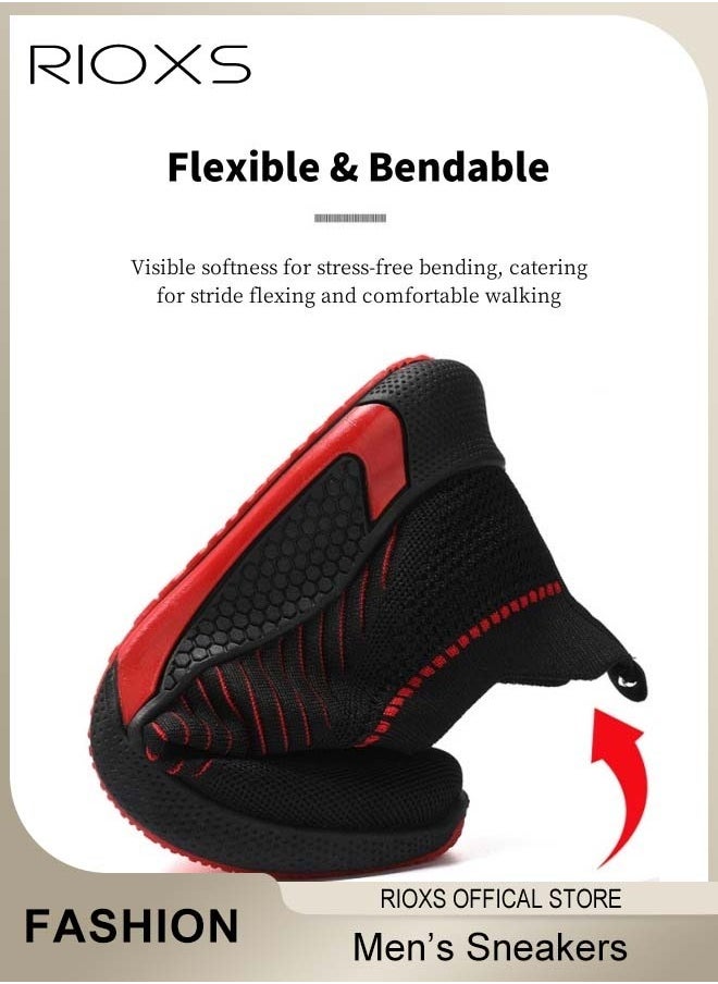 RIOXS - Men's Athletic Shoes, Fashion Casual Hiking Shoes, Lightweight Outdoor Running Shoes, Breathable Comfy Sneakers, Anti-slip Slip-on Walking Shoes, High Elastic Mens Trainers, Mens Athlesiure Trainers - Image 1