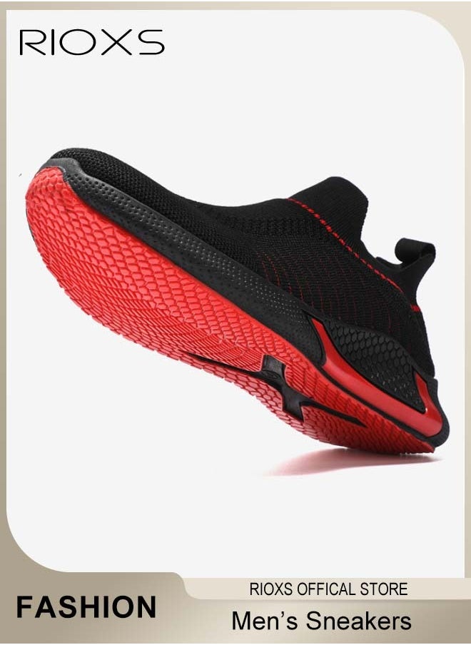 RIOXS - Men's Athletic Shoes, Fashion Casual Hiking Shoes, Lightweight Outdoor Running Shoes, Breathable Comfy Sneakers, Anti-slip Slip-on Walking Shoes, High Elastic Mens Trainers, Mens Athlesiure Trainers - Image 1
