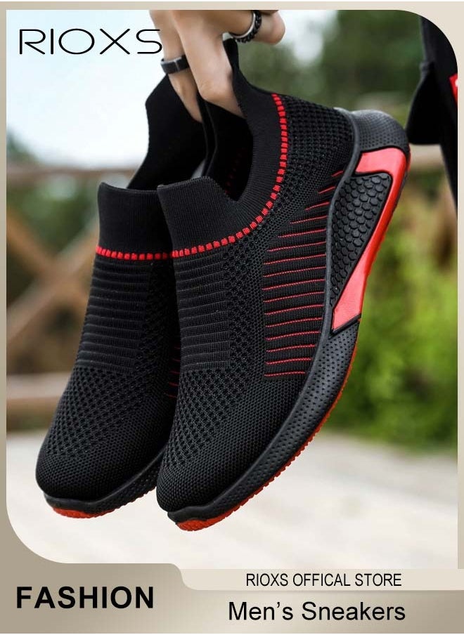 RIOXS - Men's Athletic Shoes, Fashion Casual Hiking Shoes, Lightweight Outdoor Running Shoes, Breathable Comfy Sneakers, Anti-slip Slip-on Walking Shoes, High Elastic Mens Trainers, Mens Athlesiure Trainers - Image 1