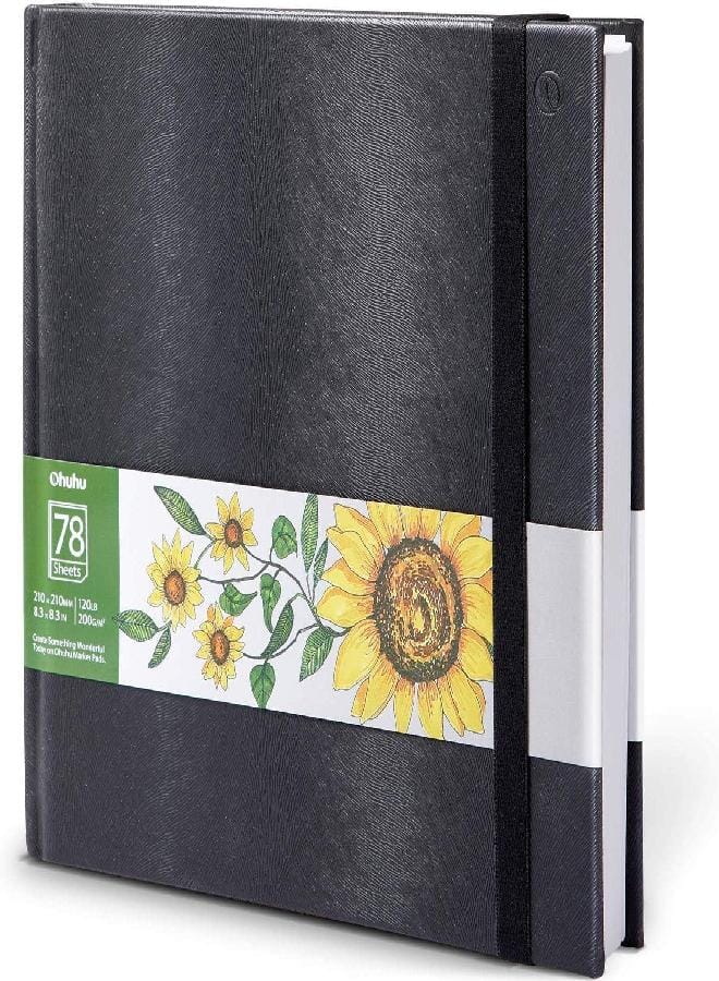 Ohuhu Ohuhu Sketchbook Marker Paper Pad: 8.3"x8.3" Square Art Sketch Book Drawing Papers 78 Sheets/156 Pages 120 lb/200 gsm Hardcover Sketching Books for Markers Heavyweight Sketchpad Christmas Gift - Image 1