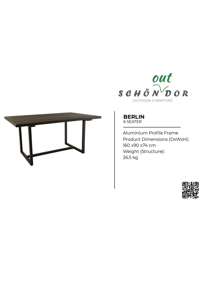 Schondor Furniture - Berlin | 6 Seater | Dining Table | Made in Aluminum Cast | Outdoor Furniture | Patio | Garden | Backyard - Image 1