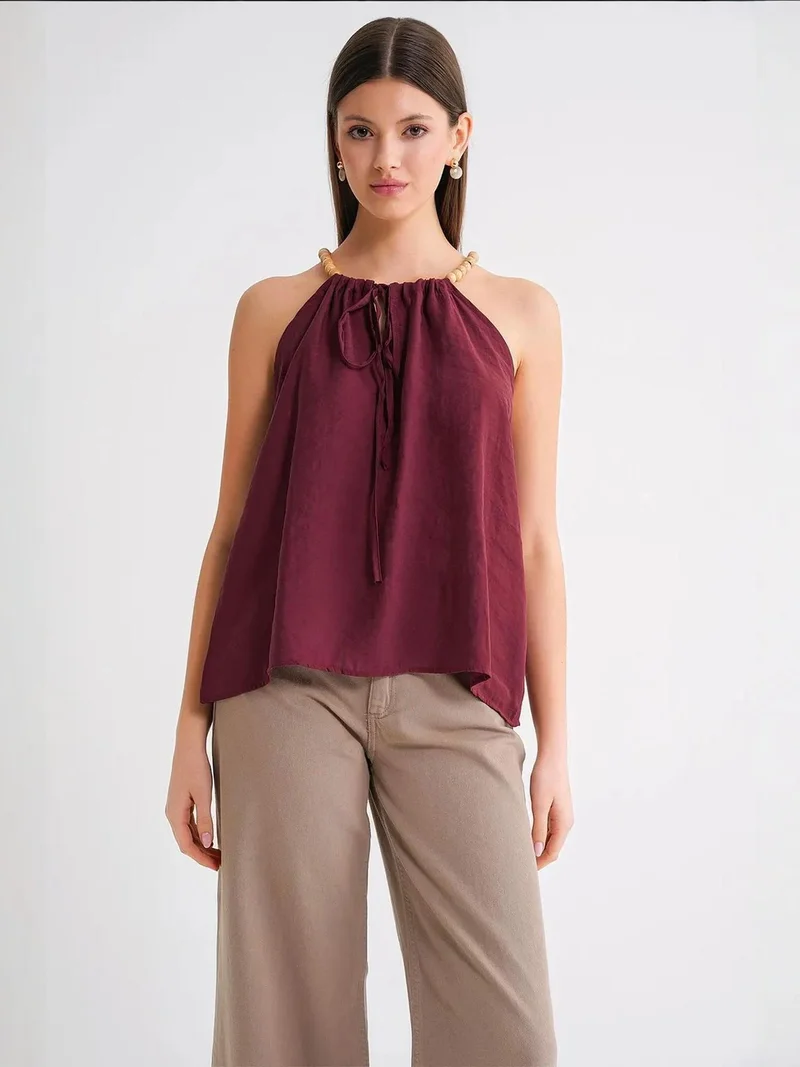 MixRay Mixray Accessory Detailed Halter Neck Modal Top