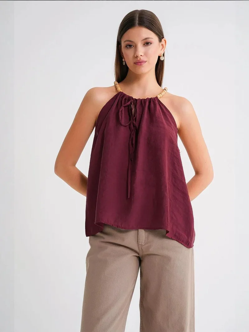 MixRay Mixray Accessory Detailed Halter Neck Modal Top