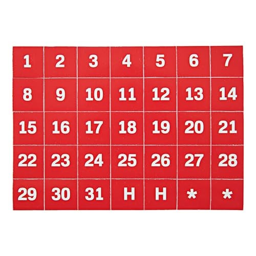 MasterVision Magnetic 1-31 Calendar Board Numbers, Set of 35-1" Calendar Dates, White on Red, Perfect Magnets for Dry Erase Planning Boards - Image 1