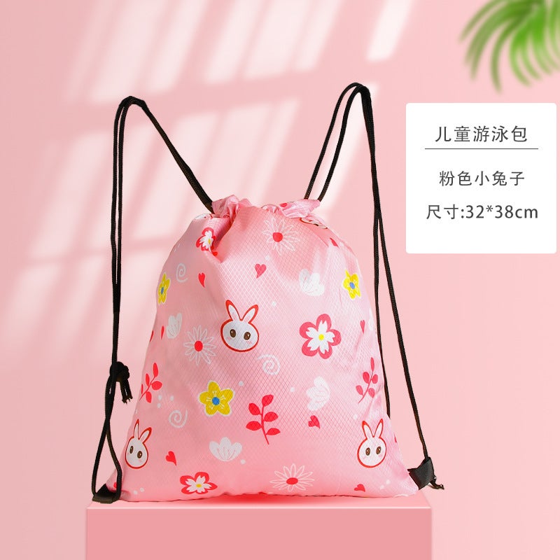 Generic Kids Swim Bag Dry Wet SeparationSimple pink bunny Simple pink bunny