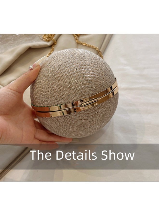 WAOKN Women's Ball Clutch Bag, Ladies Rhinestone Banquet Bag Tote Bag Handbag, Fashion Chain Shoulder Bag Carrying Bag Sling Bag Side Bag for Party Dinner Wedding (Gold)  - Image 4