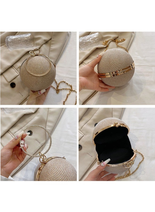 WAOKN Women's Ball Clutch Bag, Ladies Rhinestone Banquet Bag Tote Bag Handbag, Fashion Chain Shoulder Bag Carrying Bag Sling Bag Side Bag for Party Dinner Wedding (Gold)  - Image 5