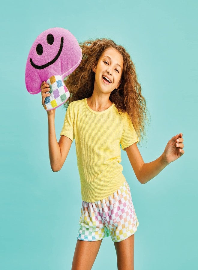 iscream Chenille Smiley Fun Guy 14" x 14" Colorful Accent Pillow - Image 2